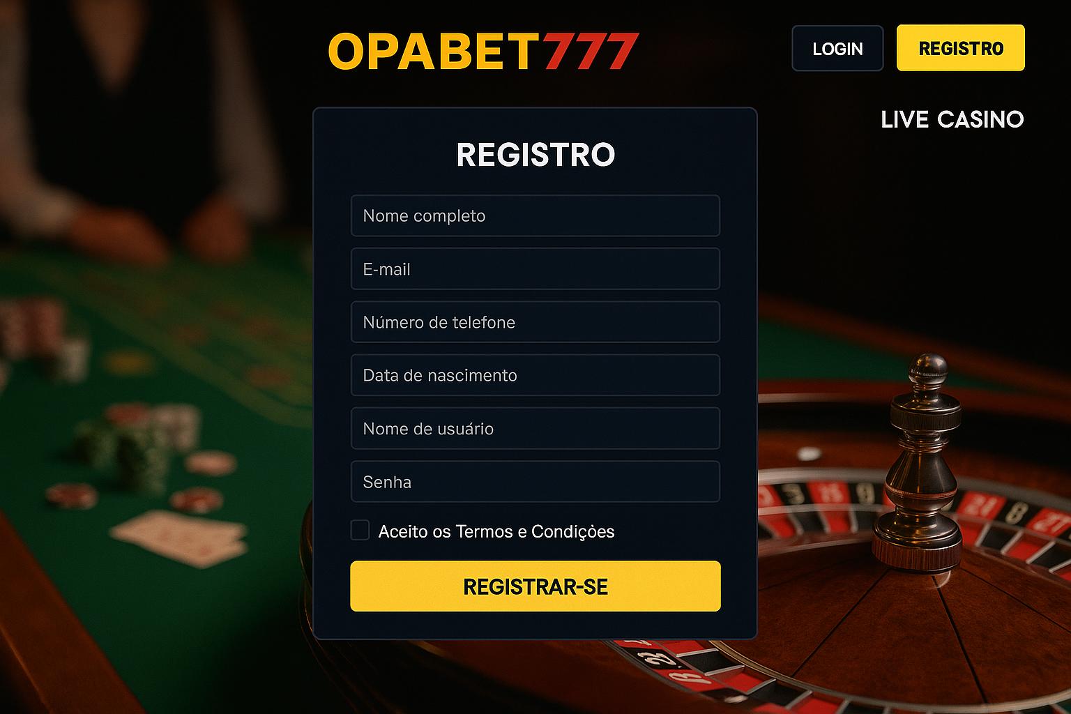 Não Perca tempo, o rRgistro na site OPABET777